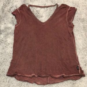 Dark pink low back shirt